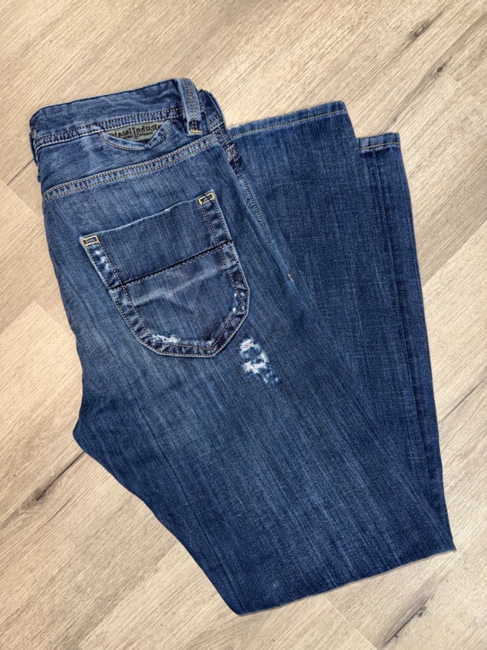 Diesel Heeven Wash 008II Distressed Ripped‎ Blue Straight Made in Italy 29x30